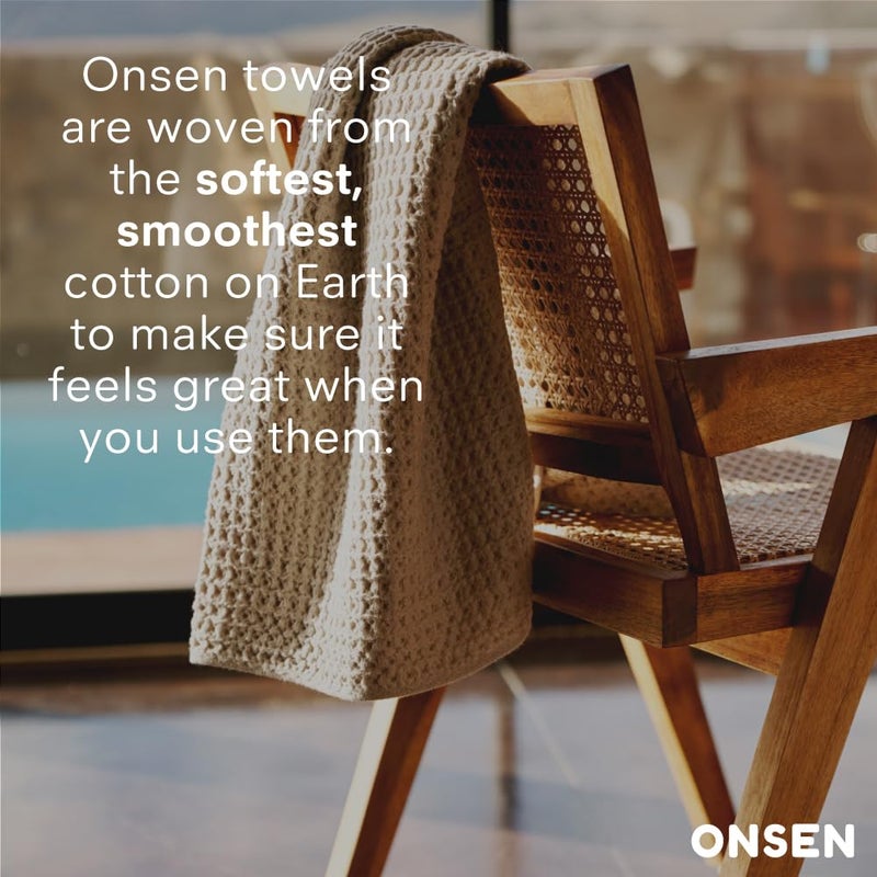 ONSEN Waffle Bath Sheet Set â€“ 3-Piece Cotton Bundle with Bath Sheet, Hand and Face Towels â€“ Lightweight, Quick Dry, and Absorbent â€“ Ideal for Bathroom, Gym, Guest Use â€“ Oatmeal - Image 3